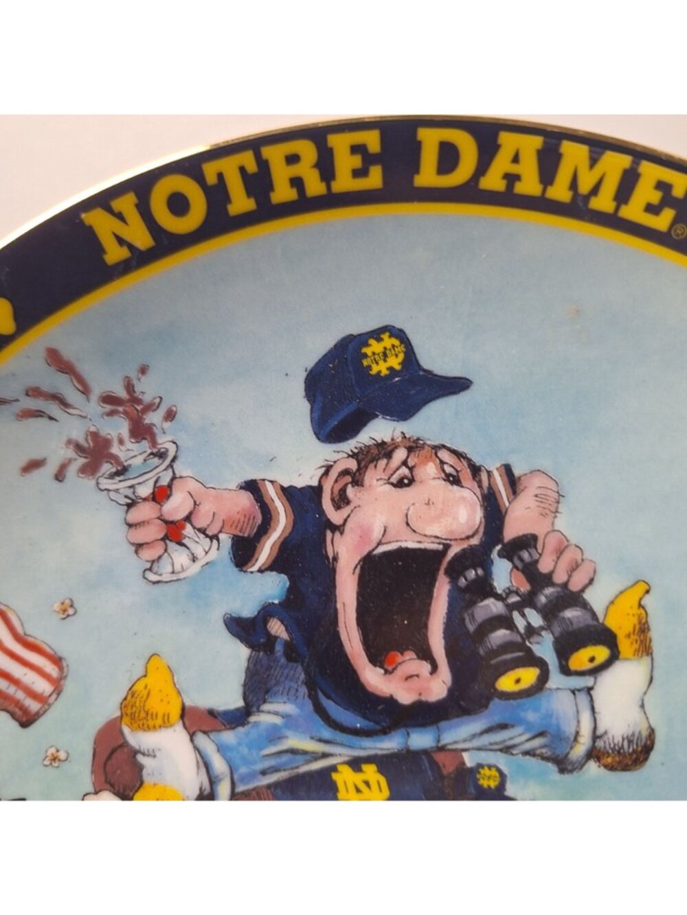 NOTRE DAME GARY PATTERSON DECORATIVE COLLECTOR PLATE FOOTBALL FAN HUMOR 24K GOLD - Picture 7 of 8